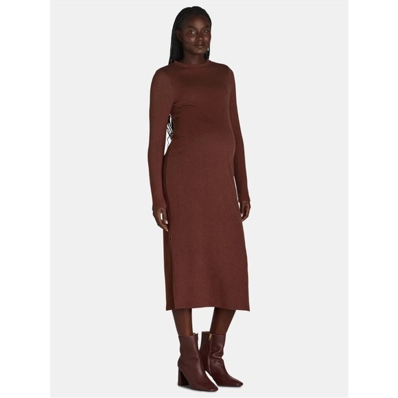 Time and Tru Women’s Ribbed Maternity Dress, Size Large (12-14), Classic Fit - Picture 1 of 4